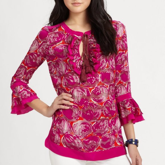 SOLD on eBay: Tory Burch Gwenna Tunic in Pink/Habanero Pepper, Size 0 - Picture 5 of 5